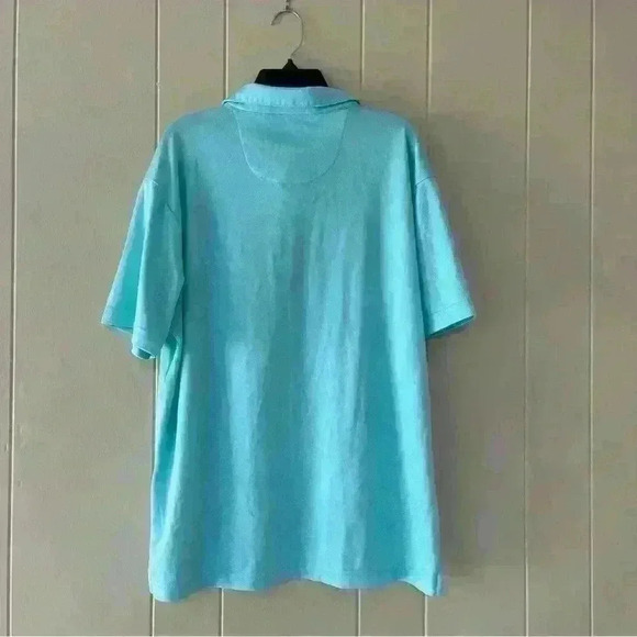 PGA TOUR Mens Medium Aqua  GOLF POLO Shirt Good Condition Used 100 % Polyester - Picture 2 of 9